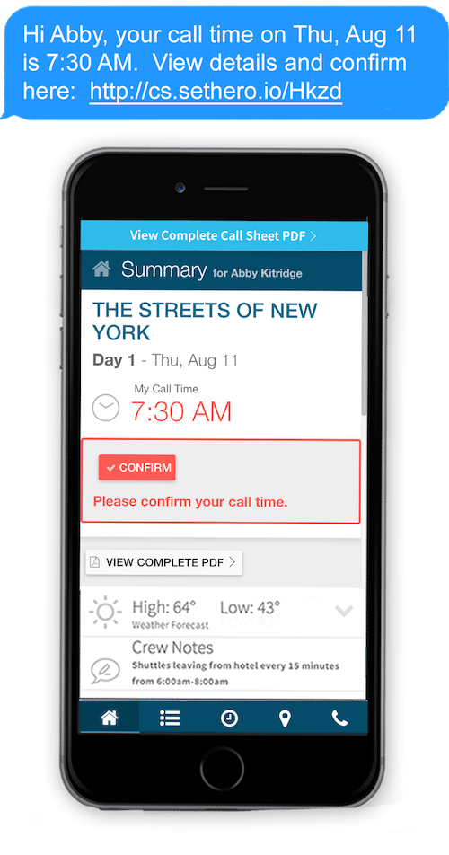 Call Sheet Publish Via Text Call Sheet Publish Via Text
