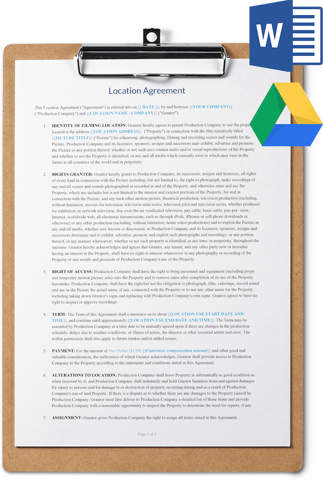 Location Release Agreement Template - Download for Word and Google Docs Location Release Agreement Template - Download for Word and Google Docs