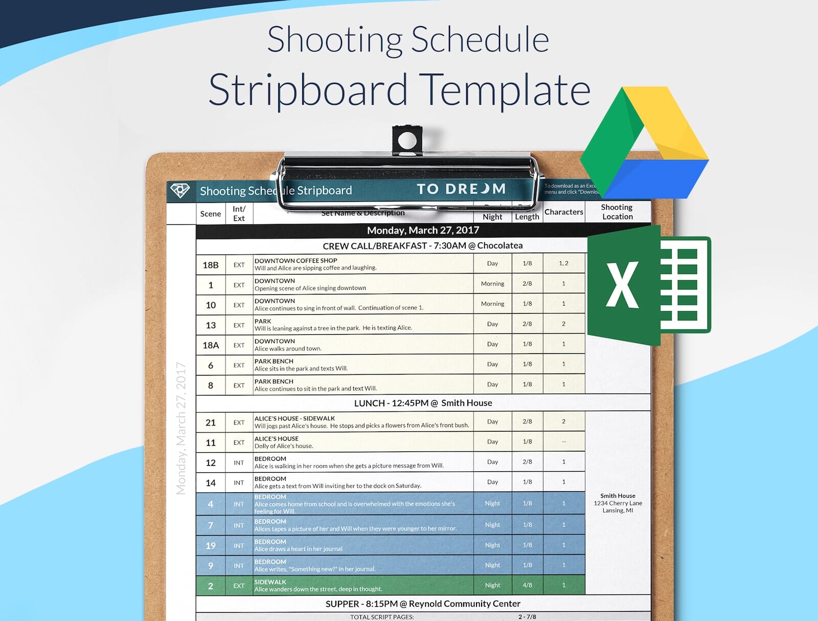 Film Stripboard Schedule / One-Liner Template Preview Film Stripboard Schedule / One-Liner Template Preview
